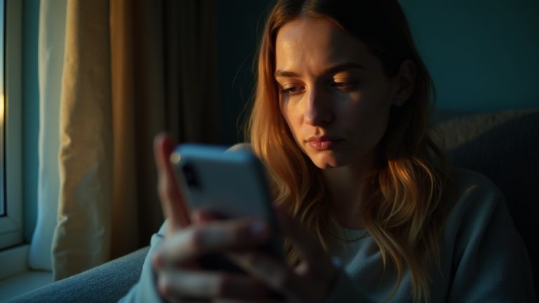 A person sits by a window in soft evening light, contemplating while holding a smartphone close to their face, highlighting privacy concerns.