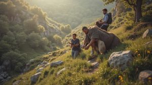 A young adult at a café studies their smartphone curiously, distracted by unexpected message formatting as colorful reflections play across the table.